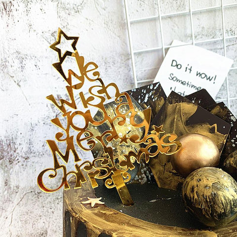 Acrylic Cake Topper We Wish You a Merry Christmas