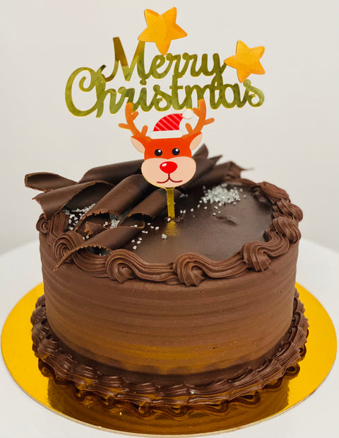 Acrylic Cake Topper  Gold Merry Christmas Rudolph